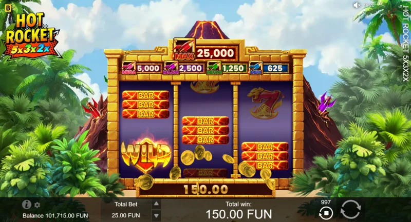 Hot Rocket 5x 3x 2x - ilk ödeme hattında üçlü Wild ile kazanma